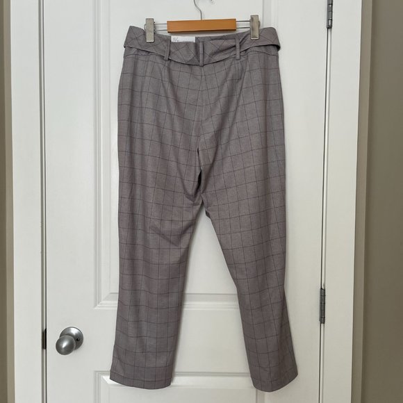NWT Liverpool Women's trousers with Self Belt Taupe Grey Mauve Windowpane Plaid - Picture 11 of 14